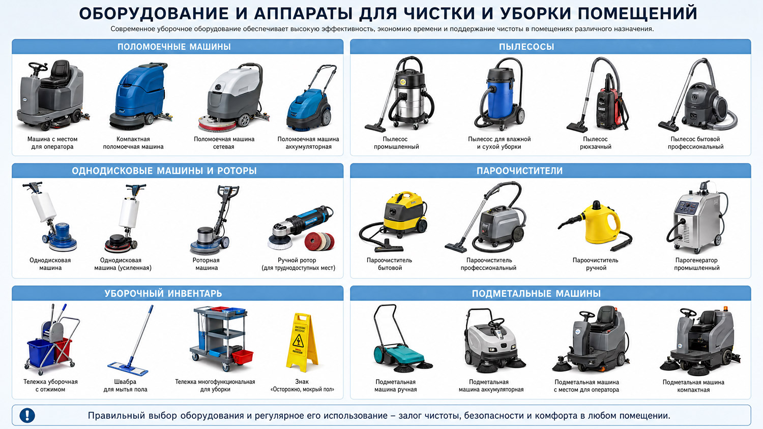 Оборудование и аппараты для чистки и уборки помещений