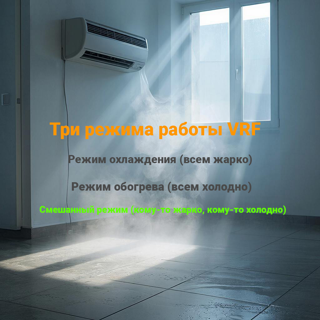 Кондиционер работает в комнате возле окна